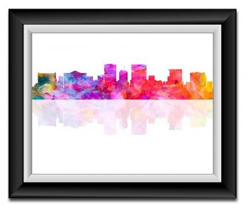 INSTANT DOWNLOAD El Paso Skyline Texas City Purple Pink Blue Yellow Watercolor Cityscape Poster Print Modern Abstract Landscape Art Painting