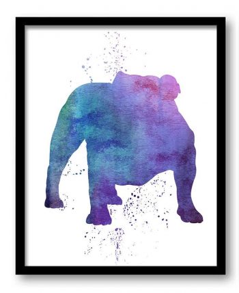 INSTANT DOWNLOAD English Bulldog Dog Watercolor Art Painting Print Poster Art Painting Dog Breeds Home Decor Wall Art Pink Blue Purple Green