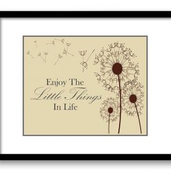 INSTANT DOWNLOAD Enjoy the Little Things In Life Beige Brown Dandelion Bathroom Art Print Wall Decor Inspirational Quote Print Art Poster