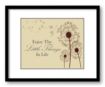 INSTANT DOWNLOAD Enjoy the Little Things In Life Beige Brown Dandelion Bathroom Art Print Wall Decor Inspirational Quote Print Art Poster