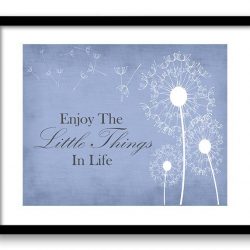 INSTANT DOWNLOAD Enjoy the Little Things In Life Blue Dandelion Bathroom Art Print Parchment Wall Decor Bathroom Custom poster quote