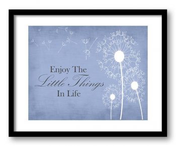 INSTANT DOWNLOAD Enjoy the Little Things In Life Blue Dandelion Bathroom Art Print Parchment Wall Decor Bathroom Custom poster quote