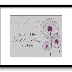 INSTANT DOWNLOAD Enjoy the Little Things In Life Grey Gray Purple Plum Dandelion Bathroom Art Print Parchment Wall Decor poster quote