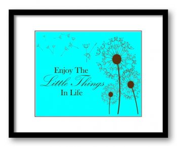 INSTANT DOWNLOAD Enjoy the Little Things In Life Inspirational Quote Print Art Poster Aqua Turquoise Blue Brown Dandelion Bathroom Decor