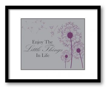 INSTANT DOWNLOAD Enjoy the Little Things In Life Medium Grey Purple Plum Dandelion Bathroom Art Print Parchment Wall Decor poster quote