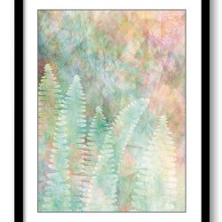 INSTANT DOWNLOAD Fern Leaves Leaf Bathroom Art Print Abstract Nature Landscape Modern Colorful Watercolor Bathroom Wall Decor Painting