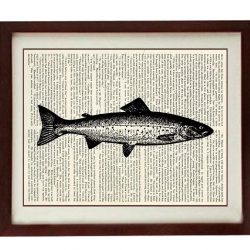 INSTANT DOWNLOAD Fish Vintage Style Ocean Nautical Print Fish Art Print Book Page Dictionary Old Ocean Marine Beach Sea Wall Decor Bathroom