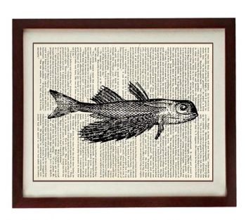 INSTANT DOWNLOAD Fish Vintage Style Ocean Nautical Print - Fish Art Print Book Page Dictionary Old Printable Beach Sea Wall Decor Bathroom