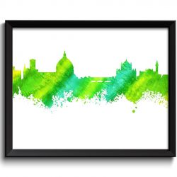 INSTANT DOWNLOAD Florence Skyline Watercolor Art Poster Print Blue Lime Green Blue Wall Decor Art Painting Italy Artwork City Map Home Decor