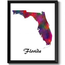 INSTANT DOWNLOAD Florida Map State Watercolor Painting Poster Print USA United States Abstract Landscape Art Colorful Rainbow