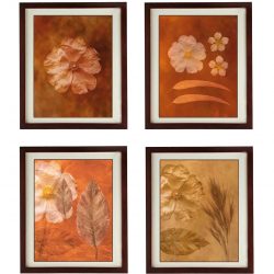 INSTANT DOWNLOAD Flower Set of 4 Prints Art Print Old Antique Vintage Botanical Printable Bathroom Bedroom Beige Brown Leaf