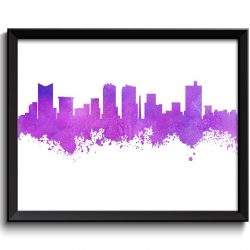 INSTANT DOWNLOAD Fort Worth Skyline Texas City Purple Watercolor Cityscape Poster Print Abstract Landscape Art Painting Home Decor Wall Art