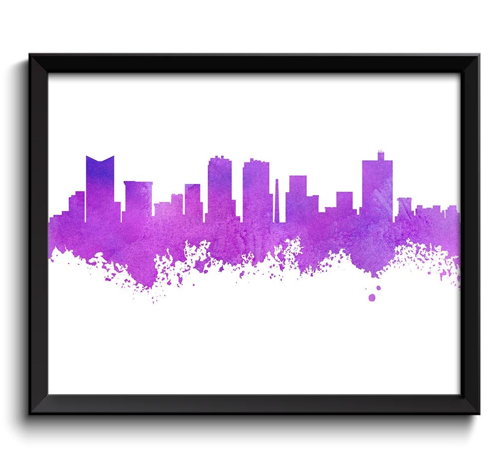 INSTANT DOWNLOAD Fort Worth Skyline Texas City Purple Watercolor Cityscape Poster Print Abstract Landscape Art Painting Home Decor Wall Art