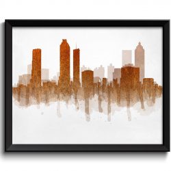 INSTANT DOWNLOAD Georgia Brown Beige Gold Atlanta Skyline USA United States Cityscape Art Print Poster Watercolor Painting