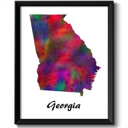 INSTANT DOWNLOAD Georgia Map State Watercolor Painting Poster Print USA United States Abstract Landscape Art Colorful Rainbow