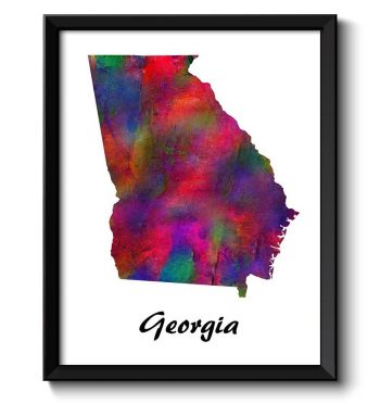 INSTANT DOWNLOAD Georgia Map State Watercolor Painting Poster Print USA United States Abstract Landscape Art Colorful Rainbow