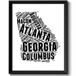 INSTANT DOWNLOAD Georgia Map Typography Textography Text Words Black White Poster Print USA United States Modern Abstract Landscape Wall Art