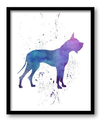 INSTANT DOWNLOAD German Great Dane Dog Watercolor Art Painting Print Poster Art Painting Breeds Home Decor Wall Art Pink Blue Purple Green