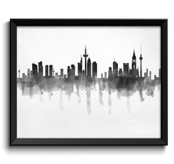 INSTANT DOWNLOAD Germany Skyline City Black White Grey Cityscape Europe Famous Landmarks Poster Print Modern Abstract Landscape Art Painting