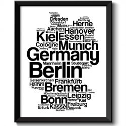 INSTANT DOWNLOAD Germany Text Word Cloud Map Black White Typography Poster Print Country Europe Modern Abstract Landscape Wall Art Painting