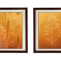 INSTANT DOWNLOAD Golden Brown Leaves Leaf Set of 2 Prints Beige Gold Nature Art Print Old Antique Vintage Printable Bathroom Bedroom