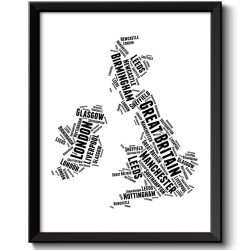 INSTANT DOWNLOAD Great Britain Map Text Words Poster Print Black White United Kingdom Modern Abstract Landscape Art Painting