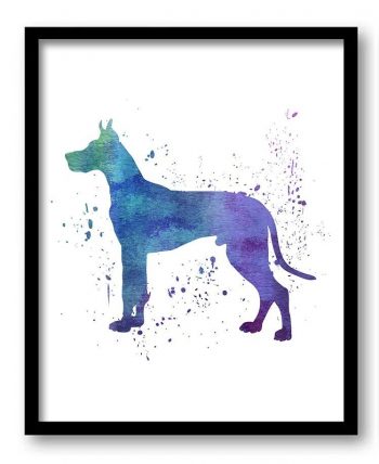 INSTANT DOWNLOAD Great Dane Dog Watercolor Art Painting Print Poster Dog Art Painting Dog Breeds Home Decor Wall Art Pink Blue Purple Green