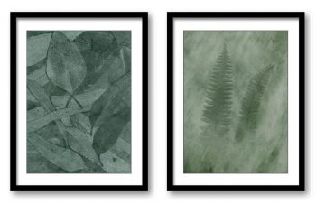 INSTANT DOWNLOAD Green Leaves Leaf Furn Bathroom Art Print Colorful Set of 2 Elegant Watercolor Painting Wall Decor Flower Print Bedroom