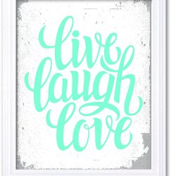 INSTANT DOWNLOAD Home Decor Wall Art Bathroom Wall Decor Aqua Mint Green Grey Live Laugh Love Chrysanthemum Flower Print Poster