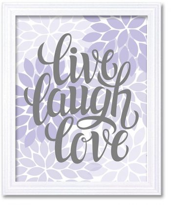 INSTANT DOWNLOAD Home Decor Wall Art Bathroom Wall Decor Lilac Purple Grey Live Laugh Love Chrysanthemum Flower Print Poster