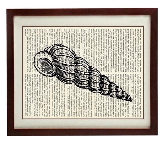 INSTANT DOWNLOAD Horn Seashell Shell Vintage Style Ocean Nautical Print Art Book Page Dictionary Printable Beach Sea Wall Decor Bathroom