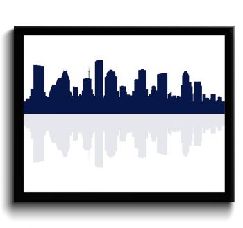 INSTANT DOWNLOAD Houston Skyline Texas City Deep Navy Blue Watercolor Cityscape Poster Print Modern Abstract Landscape Art Painting