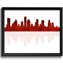 INSTANT DOWNLOAD Houston Skyline Texas City Deep Red Black Watercolor Cityscape Poster Print Modern Abstract Landscape Art Painting