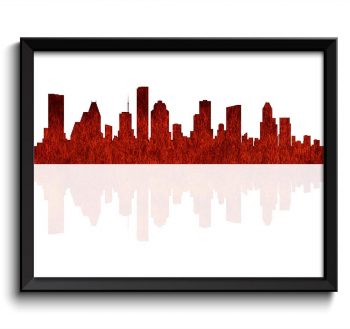 INSTANT DOWNLOAD Houston Skyline Texas City Deep Red Black Watercolor Cityscape Poster Print Modern Abstract Landscape Art Painting