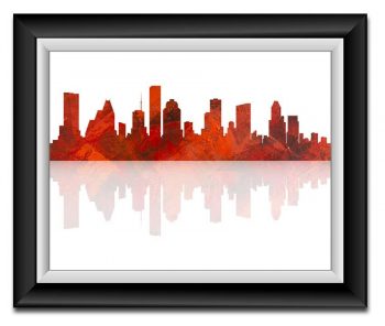 INSTANT DOWNLOAD Houston Skyline Texas City Red Black Watercolor Cityscape Poster Print Modern Abstract Landscape Art Painting