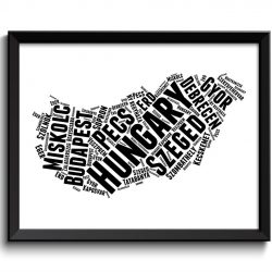 INSTANT DOWNLOAD Hungary Text Word Cloud Map Black White Typography Poster Print Country Europe Modern Abstract Landscape Wall Art Painting