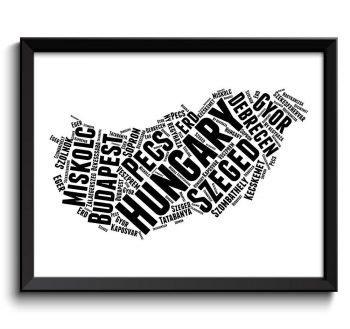 INSTANT DOWNLOAD Hungary Text Word Cloud Map Black White Typography Poster Print Country Europe Modern Abstract Landscape Wall Art Painting