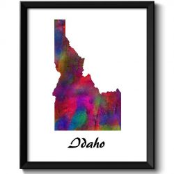 INSTANT DOWNLOAD Idaho Map State Watercolor Painting Poster Print USA United States Modern Abstract Landscape Art Colorful Rainbow