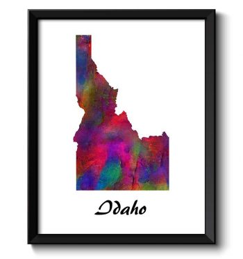 INSTANT DOWNLOAD Idaho Map State Watercolor Painting Poster Print USA United States Modern Abstract Landscape Art Colorful Rainbow