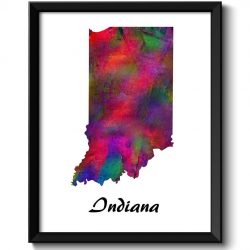 INSTANT DOWNLOAD Indiana Map State Watercolor Painting Poster Print USA United States Abstract Landscape Art Colorful Rainbow