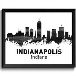 INSTANT DOWNLOAD Indianapolis Skyline Indiana City Rust Red Beige Moss Green Watercolor Cityscape Poster Print Landscape Art Painting