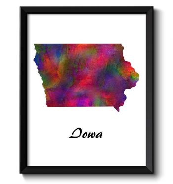 INSTANT DOWNLOAD Iowa Map State Watercolor Painting Poster Print USA United States Modern Abstract Landscape Art Colorful Rainbow