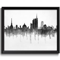 INSTANT DOWNLOAD Italy Skyline City Black White Grey Cityscape Famous Landmarks Poster Print Europe Modern Abstract Landscape Art Painting