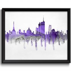 INSTANT DOWNLOAD Italy Skyline Purple Lilac Silver Grey Cityscape Famous Landmark Poster Print Europe Modern Abstract Landscape Art Painting