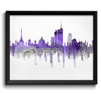 INSTANT DOWNLOAD Italy Skyline Purple Lilac Silver Grey Cityscape Famous Landmark Poster Print Europe Modern Abstract Landscape Art Painting