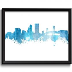 INSTANT DOWNLOAD Jacksonville Skyline Steel Blue Grey Watercolor Painting Jacksonville Florida Cityscape Jacksonville Wall Art Print Poster