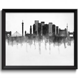 INSTANT DOWNLOAD Johannesburg Skyline City Turkey Black White Grey Cityscape Poster Print South Africa Abstract Landscape Art Painting