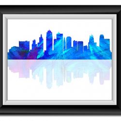 INSTANT DOWNLOAD Kansas City Skyline Kansas Skyline Blue Lavender Purple Watercolor Cityscape Poster Print Abstract Landscape Art Painting