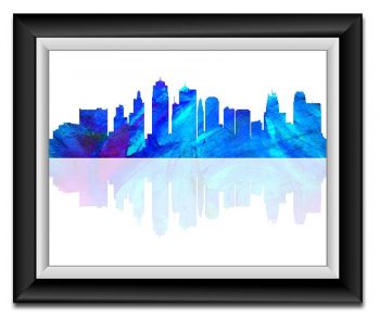 INSTANT DOWNLOAD Kansas City Skyline Kansas Skyline Blue Lavender Purple Watercolor Cityscape Poster Print Abstract Landscape Art Painting