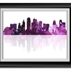 INSTANT DOWNLOAD Kansas City Skyline Kansas Skyline Lilac Lavender Purple Watercolor Cityscape Poster Print Abstract Landscape Art Painting